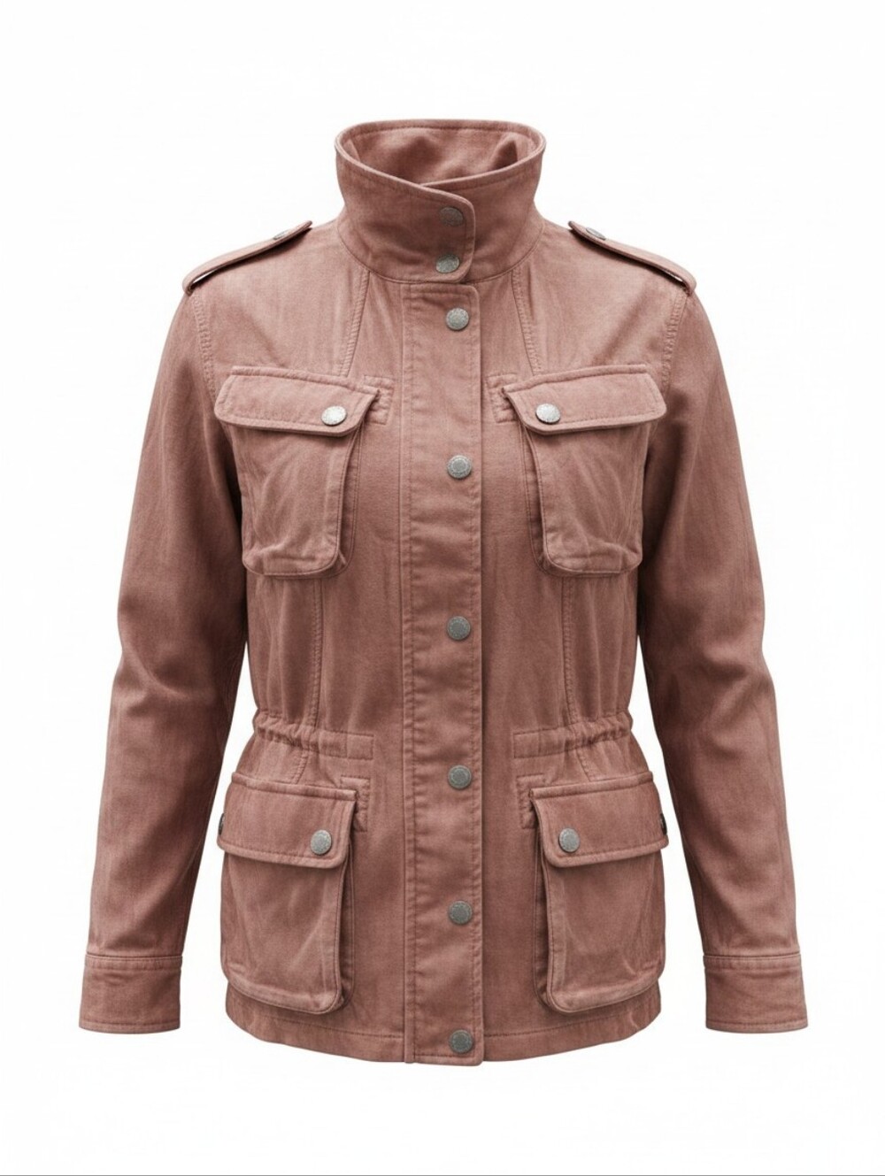Free People Women's Rust Utility Jacket with Multiple Pockets